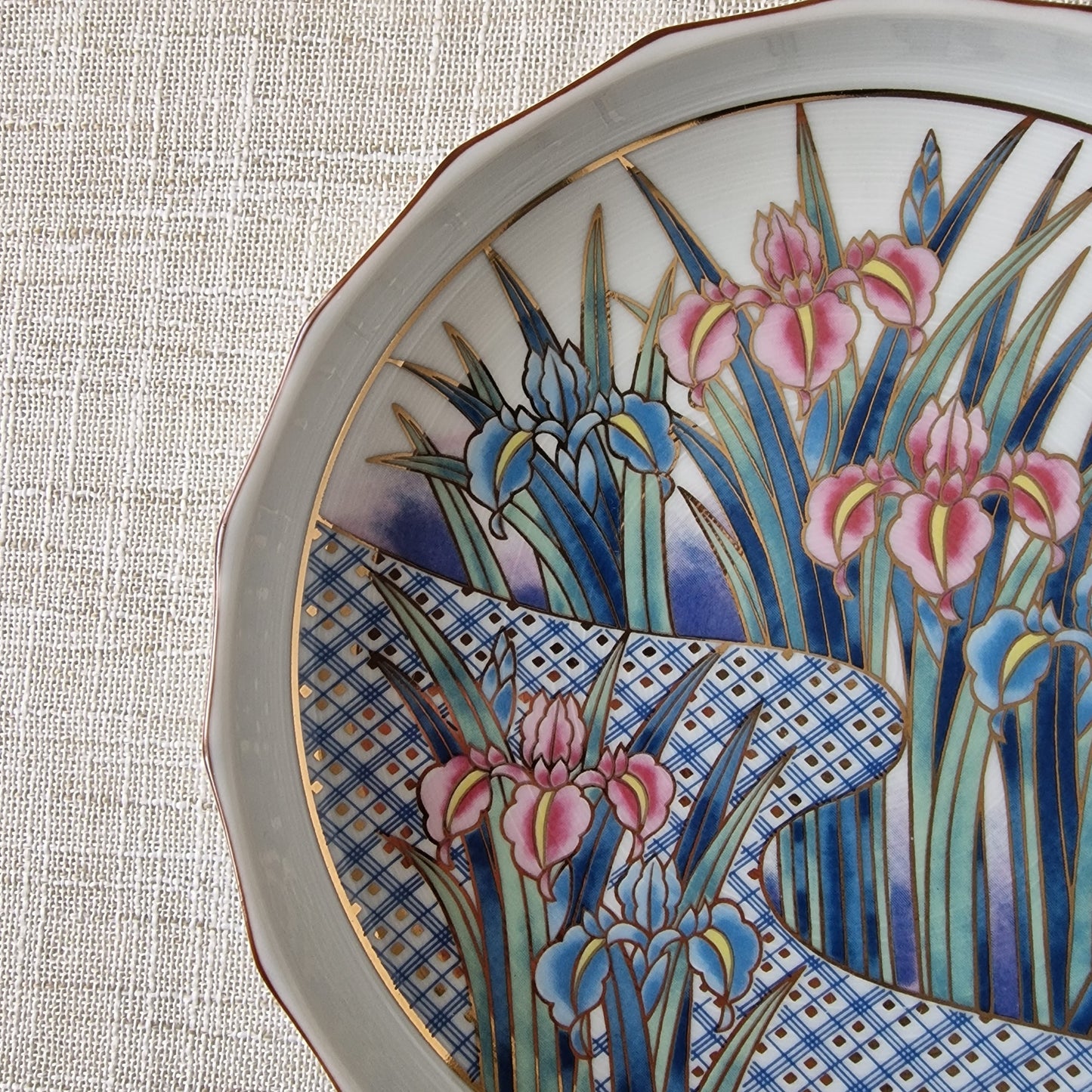 Asian Decorative Plate with Irises