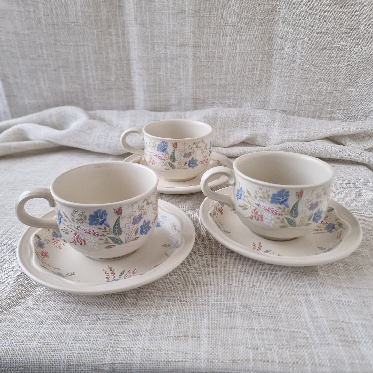 Poole Springtime Teacups and Saucers