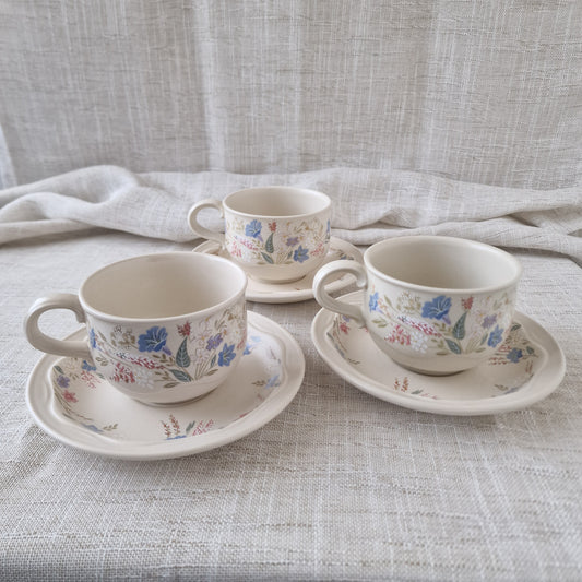 Poole Springtime Teacups and Saucers