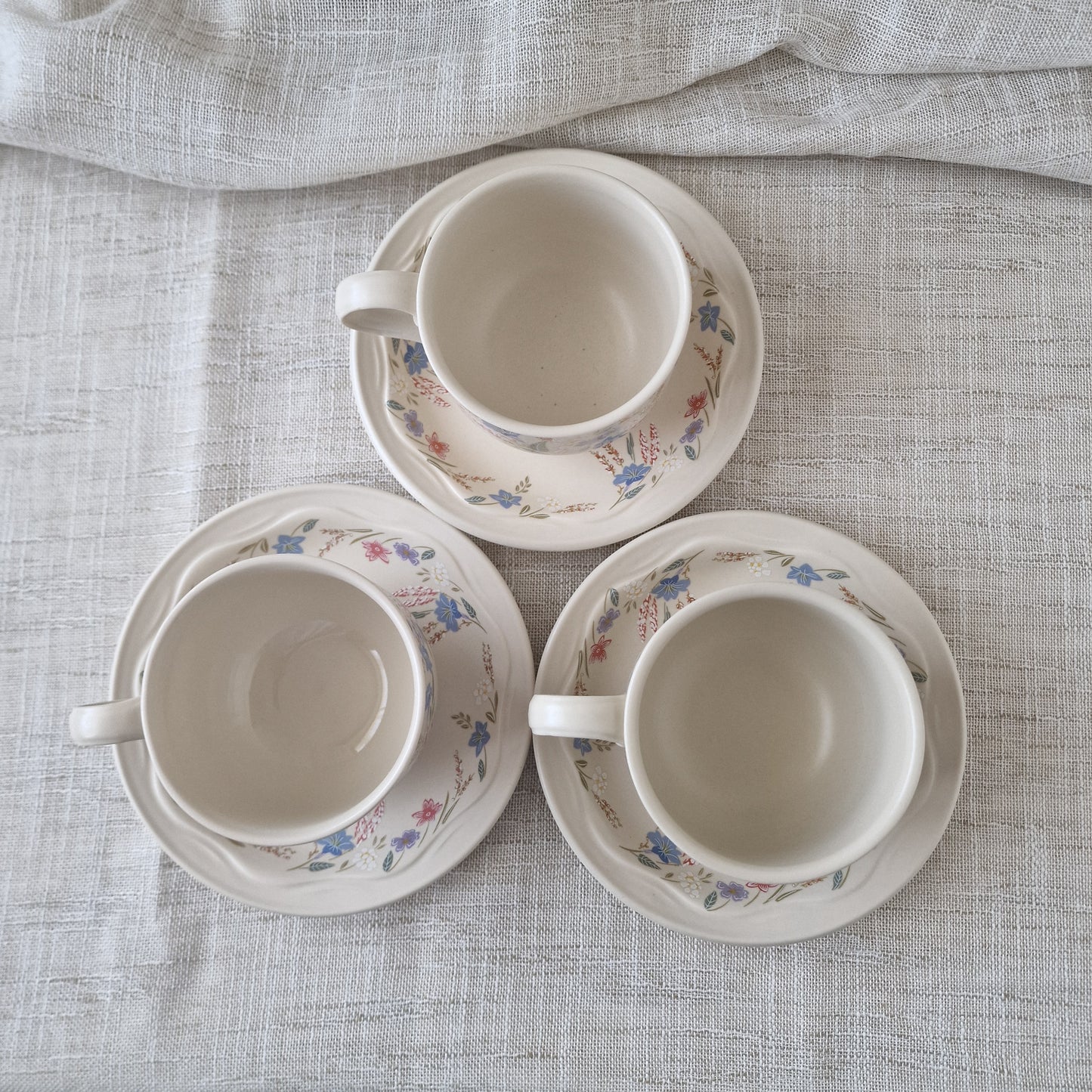 Poole Springtime Teacups and Saucers