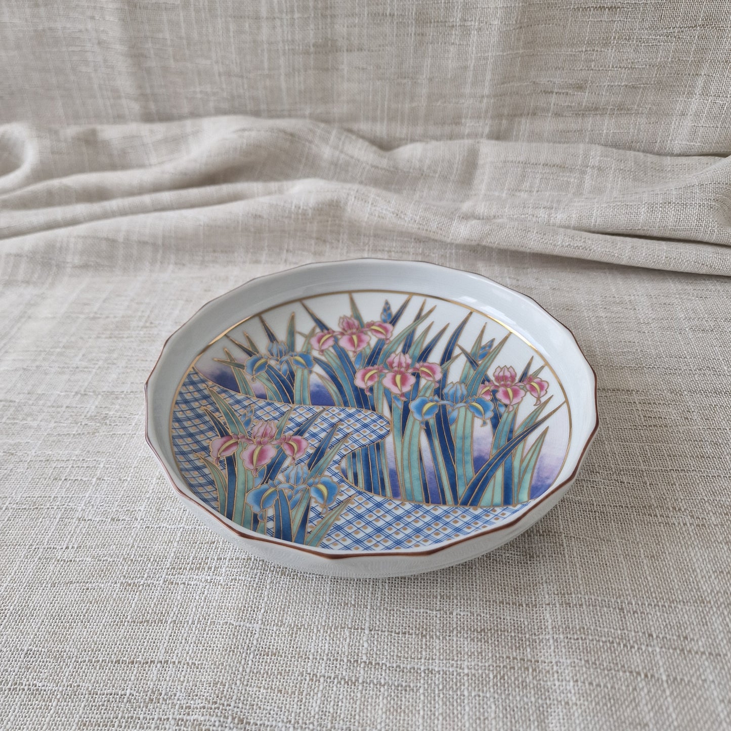 Asian Decorative Plate with Irises