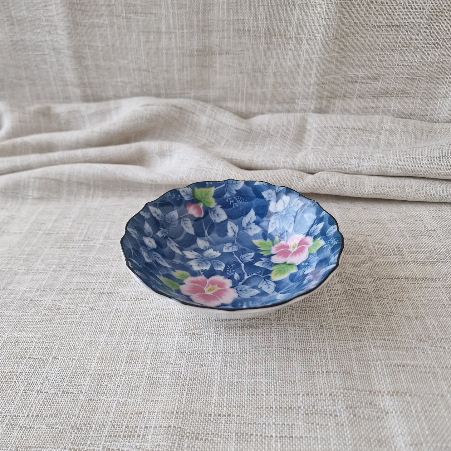 Asian Decorative Bowl with Hibiscuses