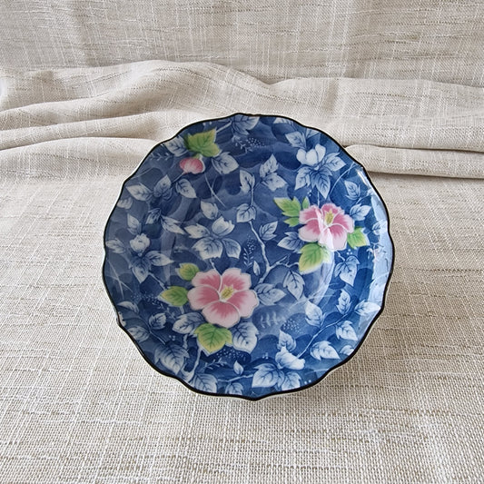 Asian Decorative Bowl with Hibiscuses