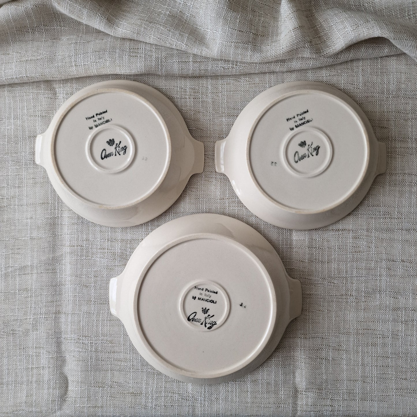 Trio of Vintage Mancioli Oven King Dishes