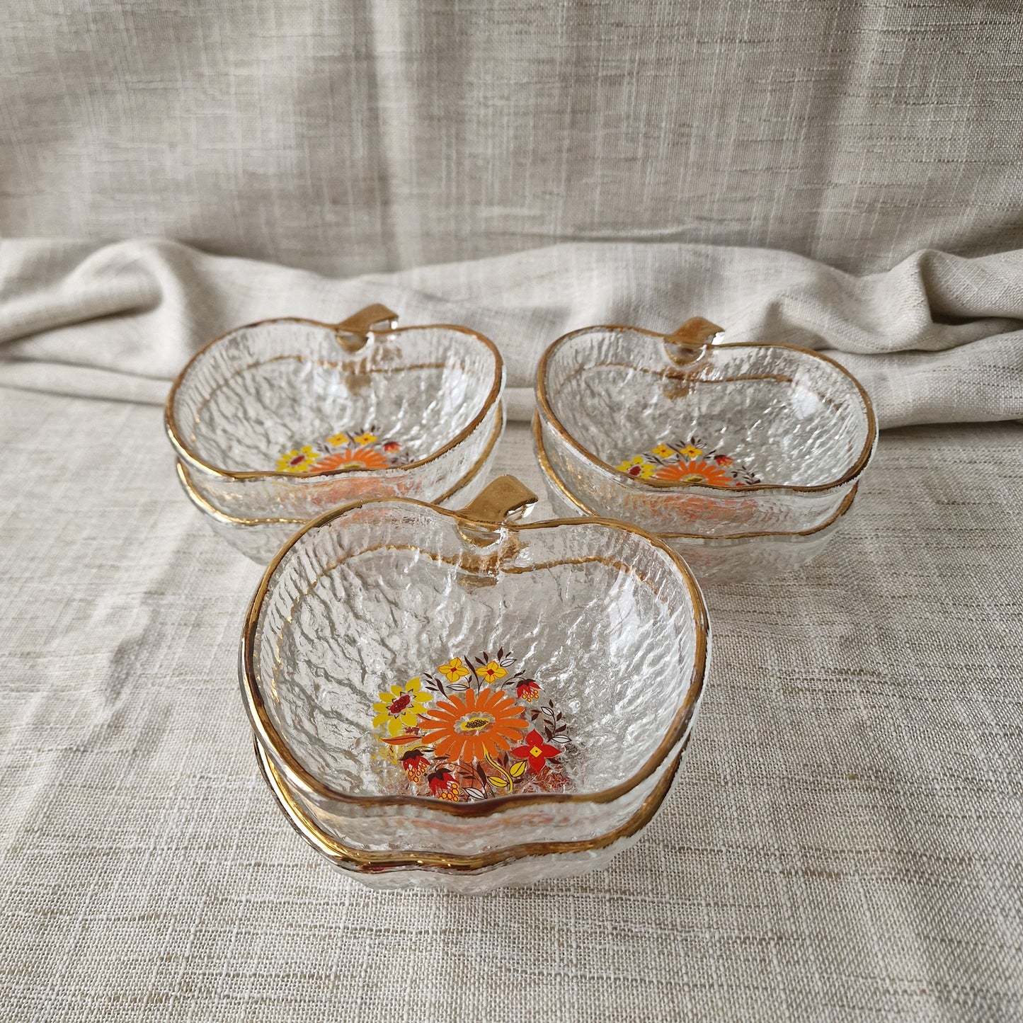 Vintage Apple Shaped Glass Bowls