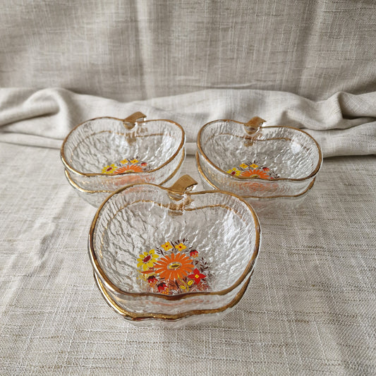 Vintage Apple Shaped Glass Bowls