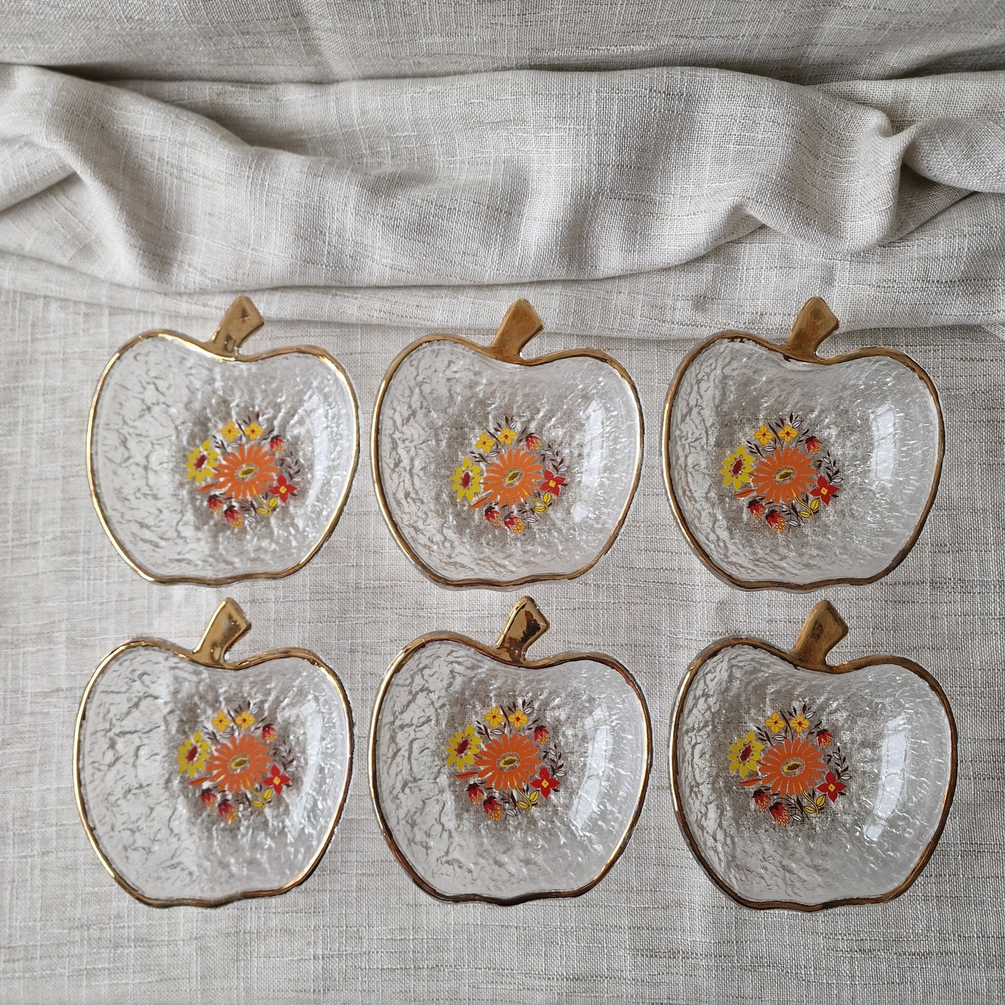 Vintage Apple Shaped Glass Bowls
