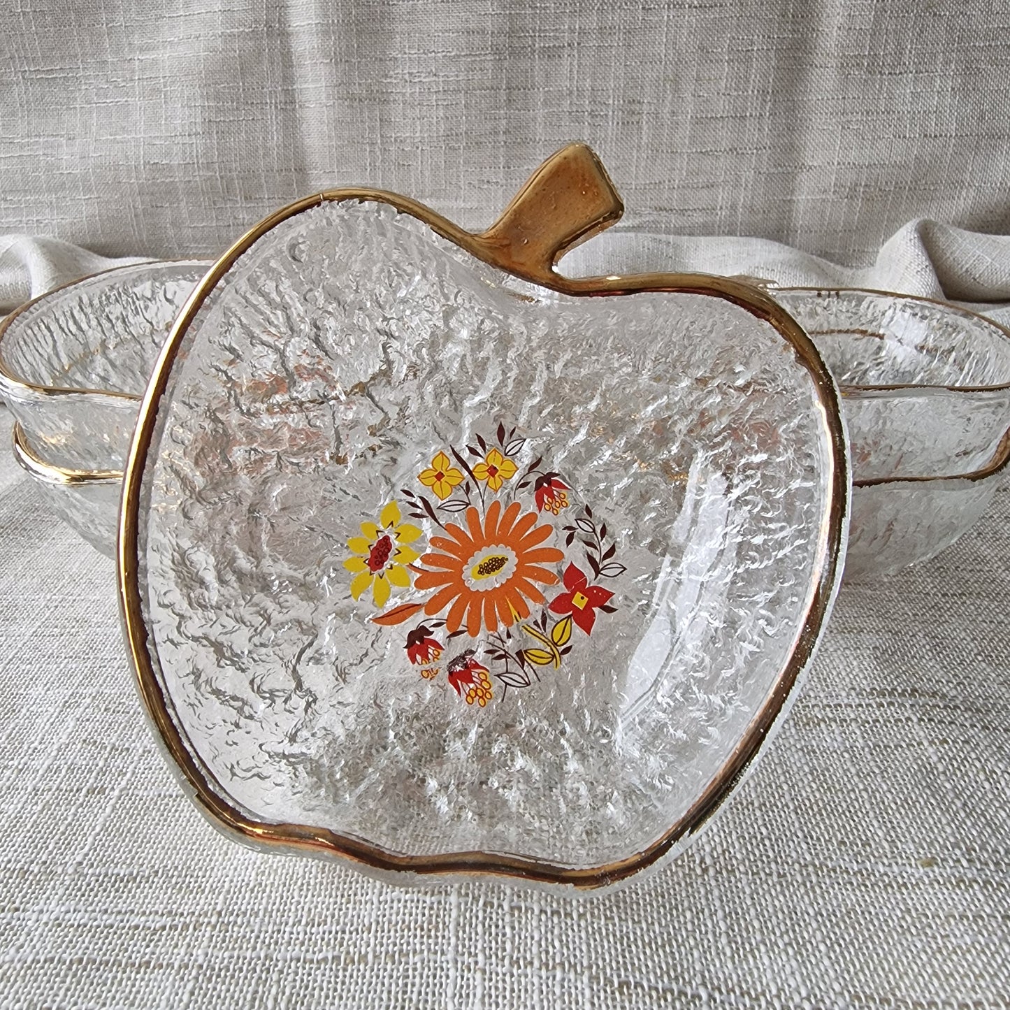 Vintage Apple Shaped Glass Bowls