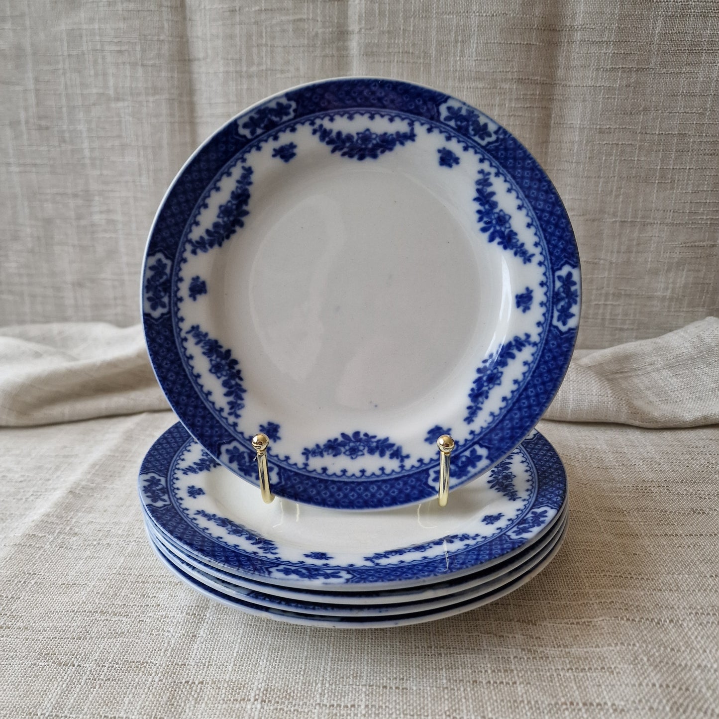 Antique Flow Blue Knowsley Plates by F. Winkle & Co.