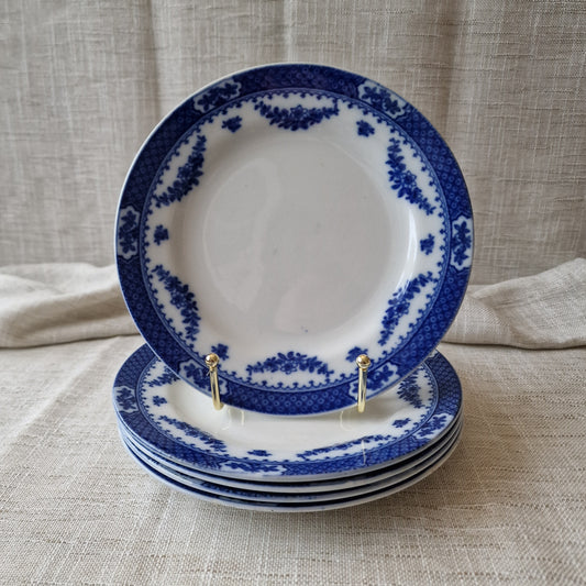 Antique Flow Blue Knowsley Plates by F. Winkle & Co.