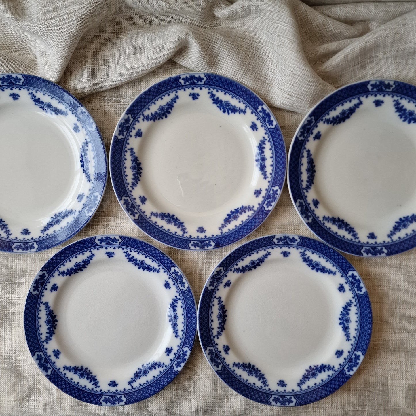 Antique Flow Blue Knowsley Plates by F. Winkle & Co.