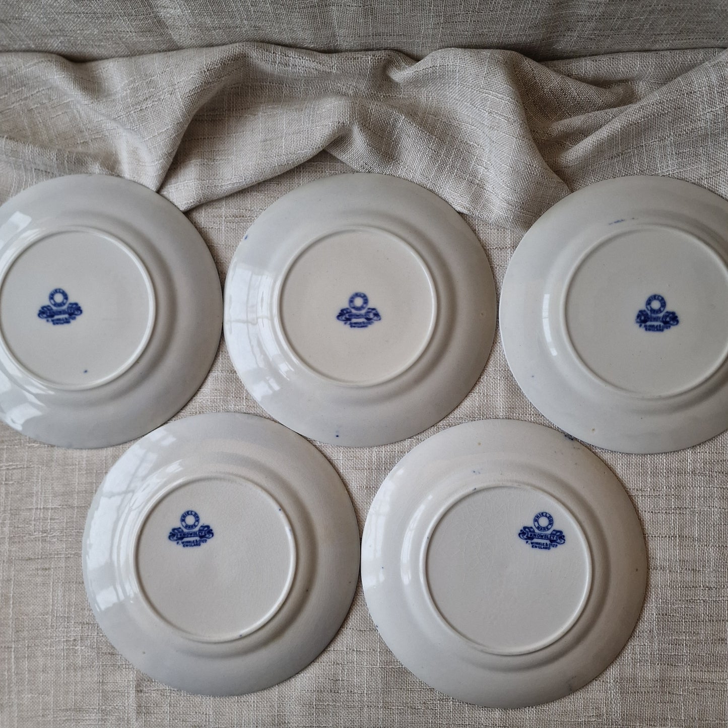 Antique Flow Blue Knowsley Plates by F. Winkle & Co.