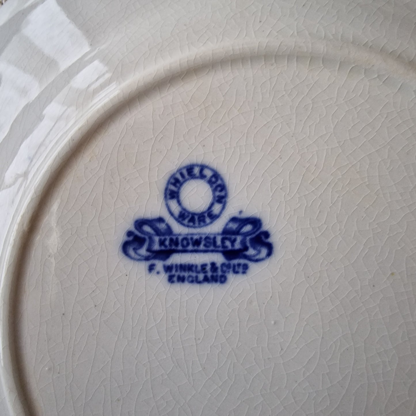 Antique Flow Blue Knowsley Plates by F. Winkle & Co.
