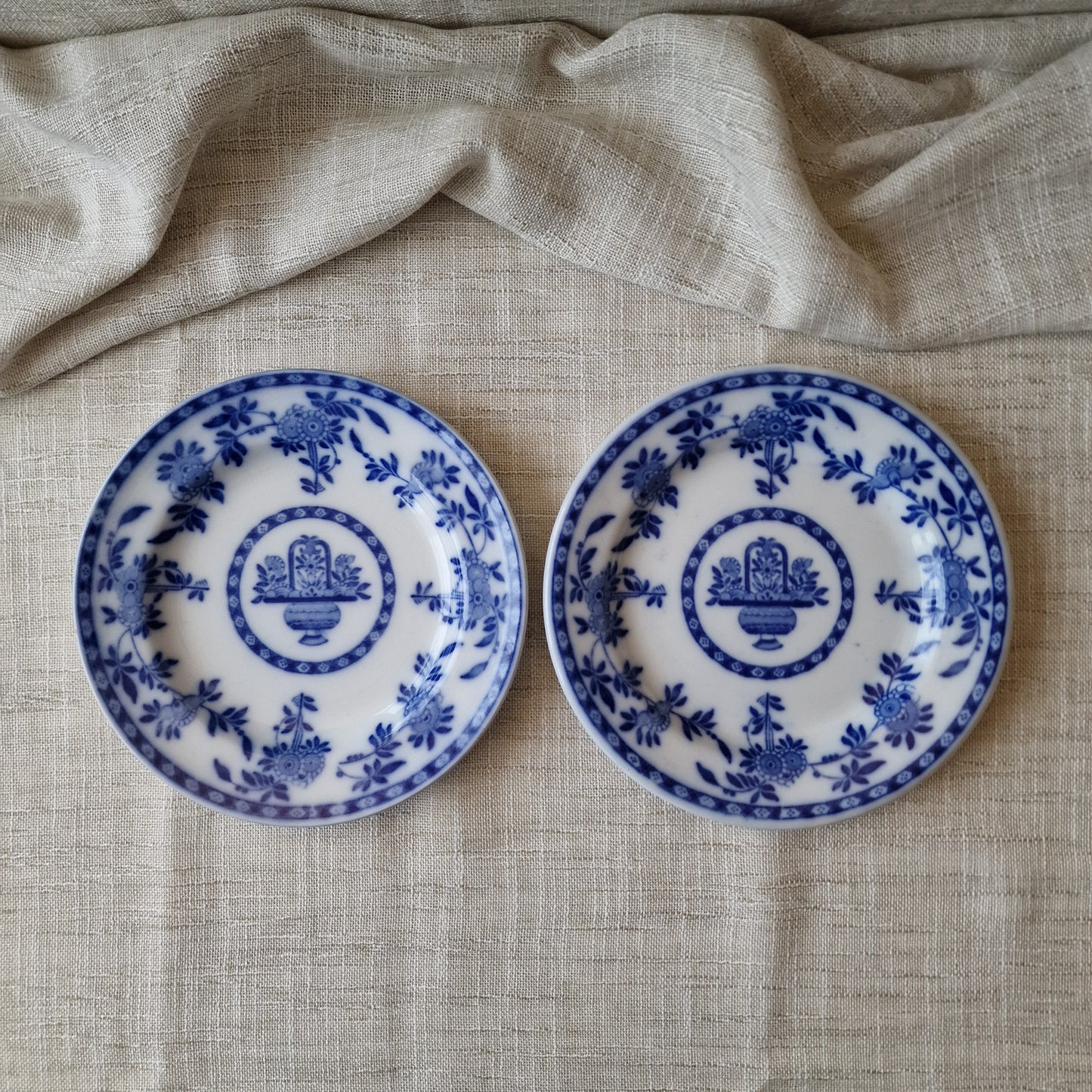 Antique Flow Blue Delft Plates by Mintons