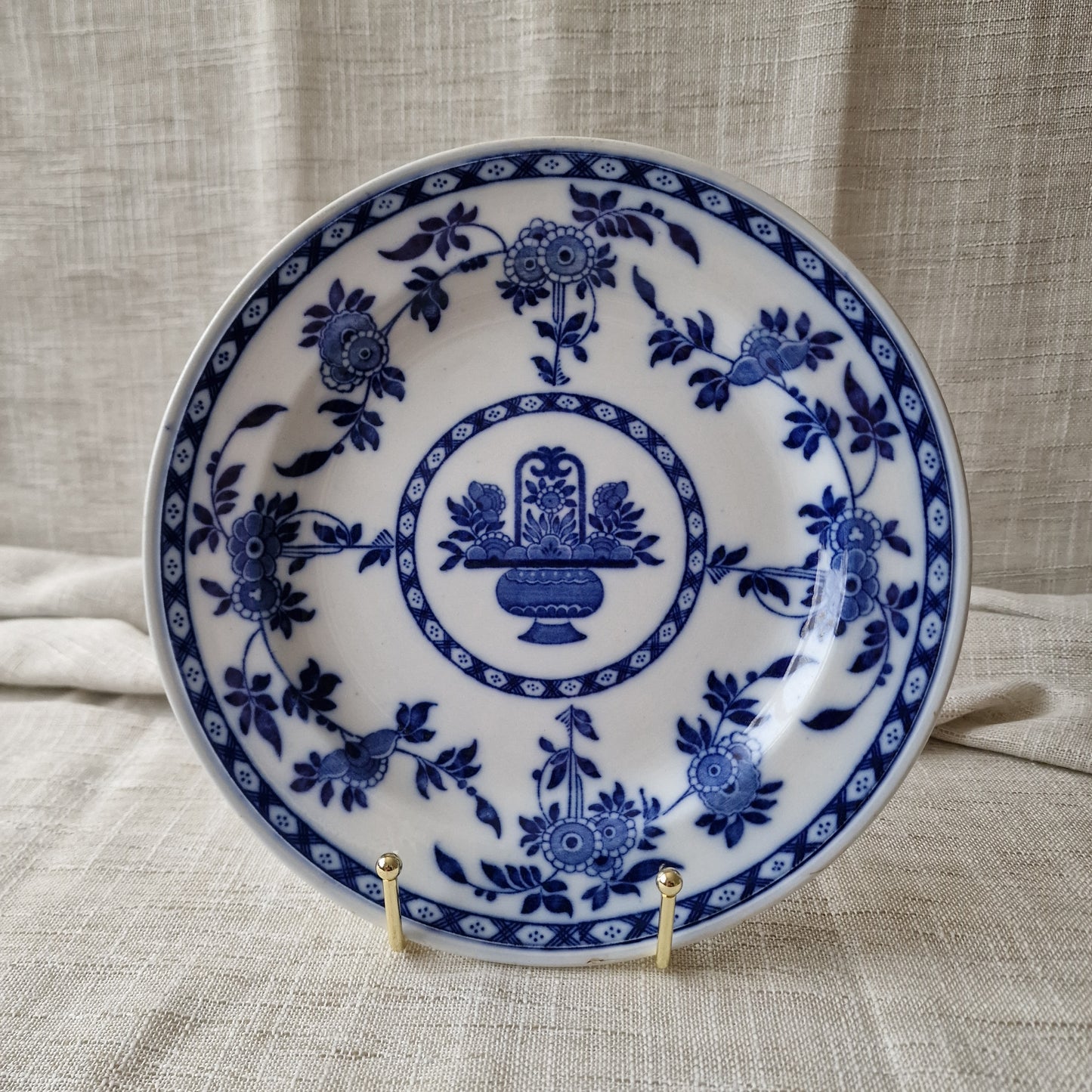 Antique Flow Blue Delft Plate by Minton