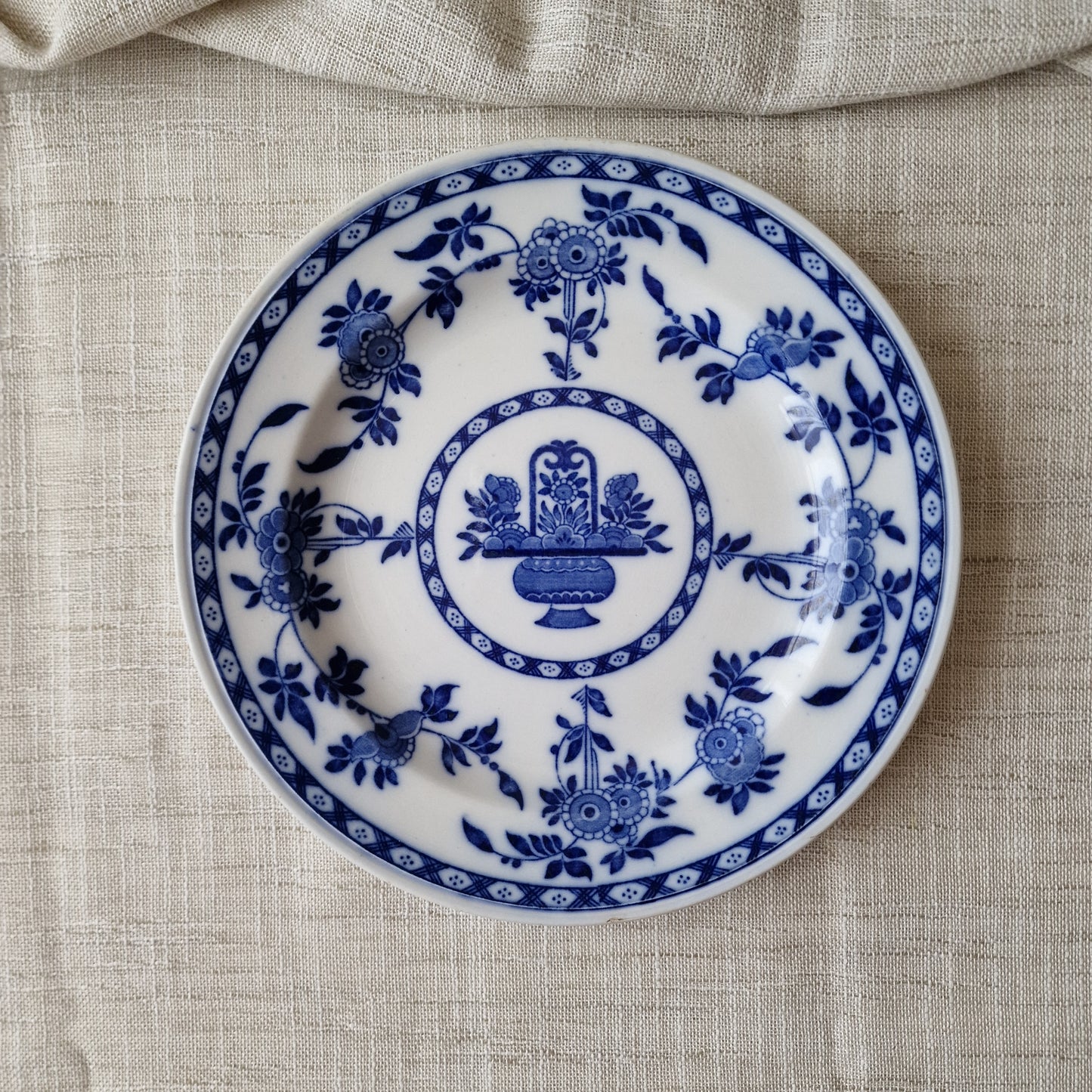 Antique Flow Blue Delft Plate by Minton