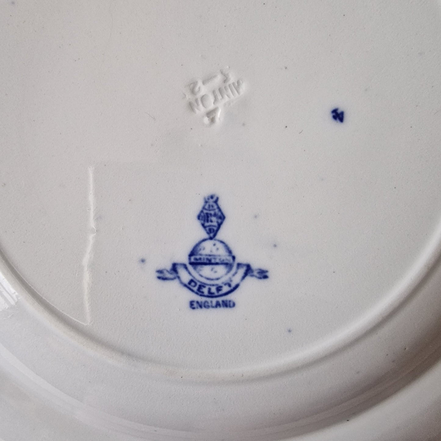Antique Flow Blue Delft Plate by Minton