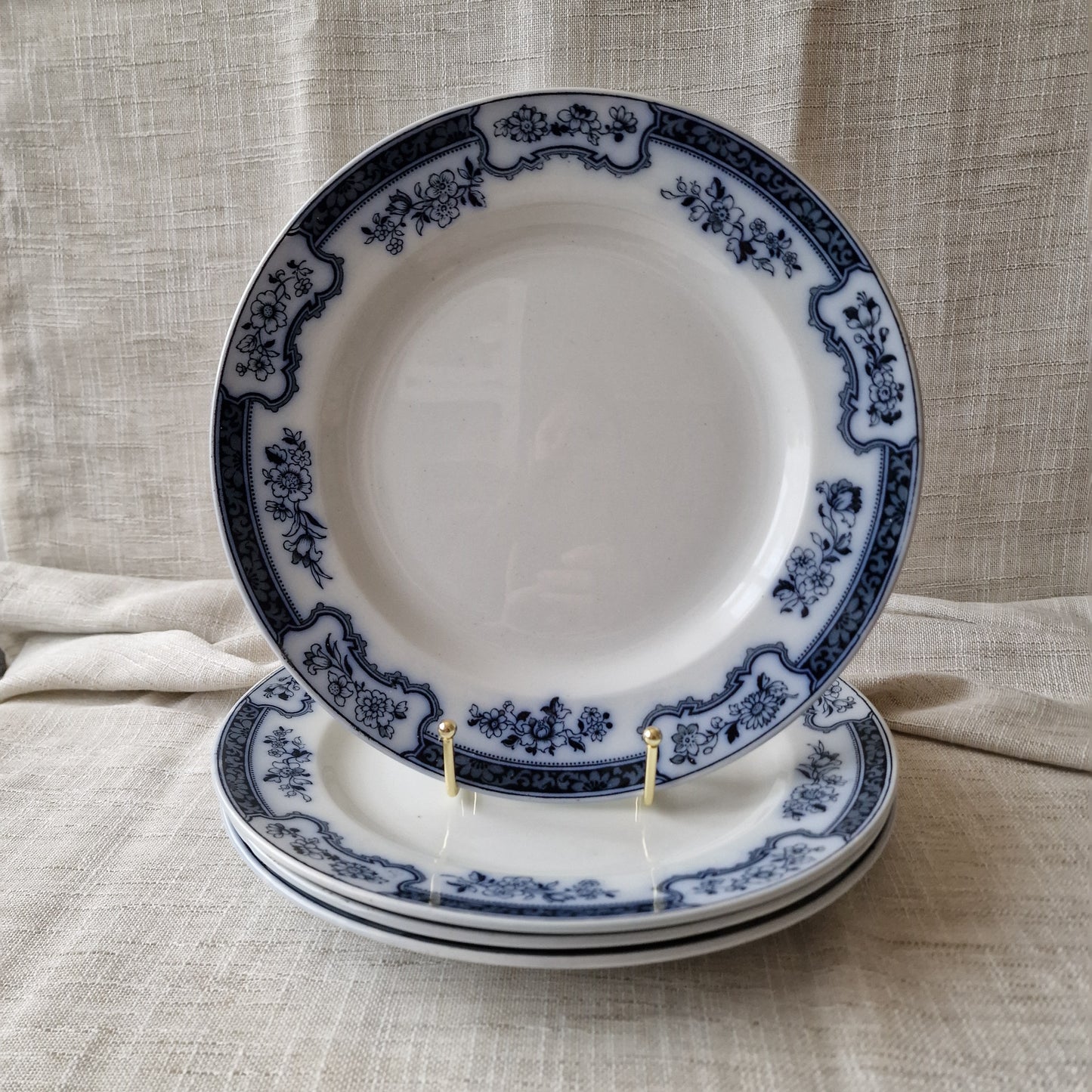 Antique Flow Blue Romney Plates by Keeling & Co.