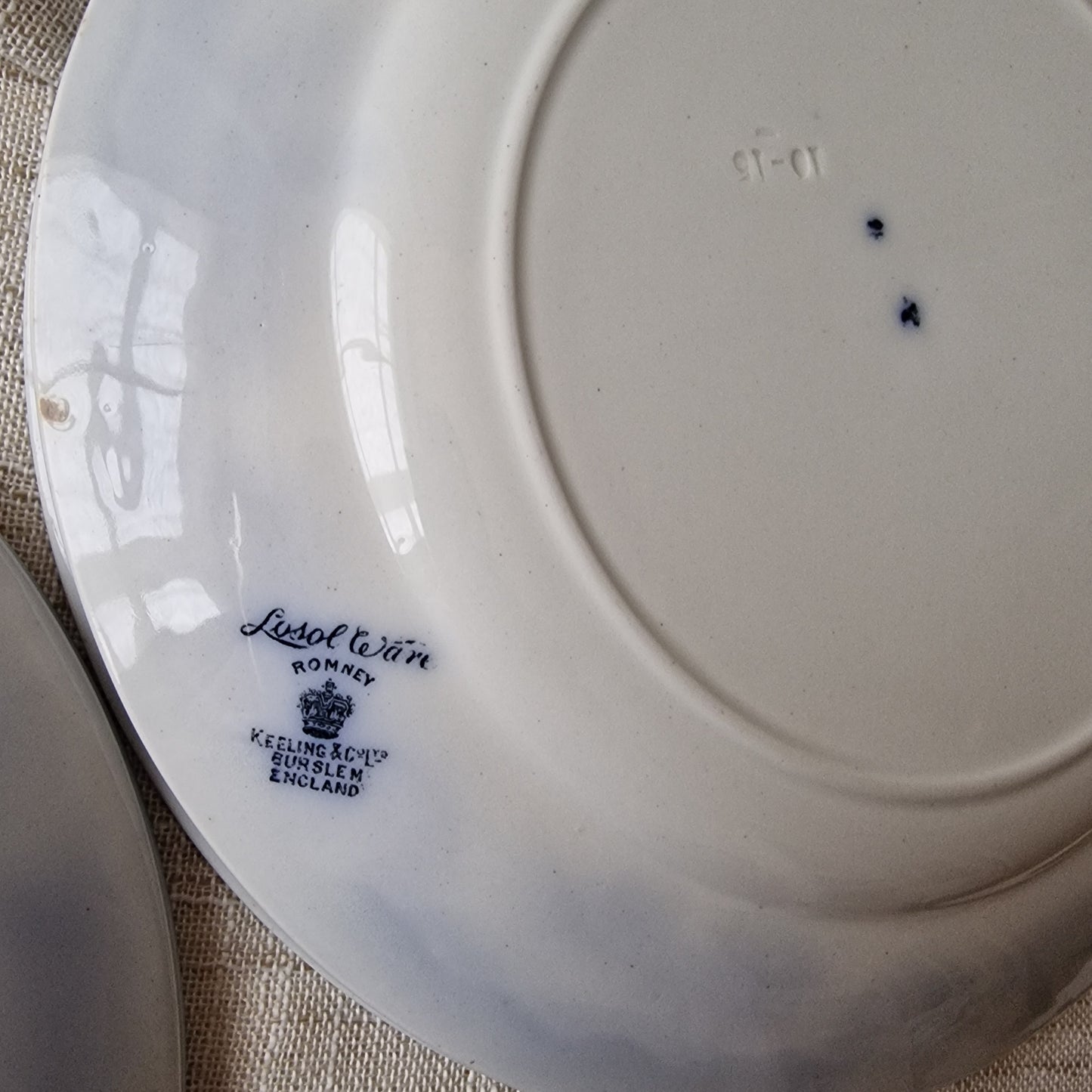 Antique Flow Blue Romney Plates by Keeling & Co.