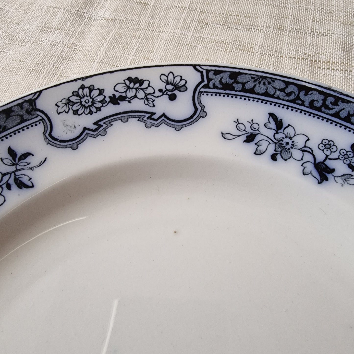 Antique Flow Blue Romney Plates by Keeling & Co.