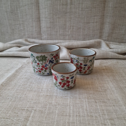 Set of Tiny Floral Pots