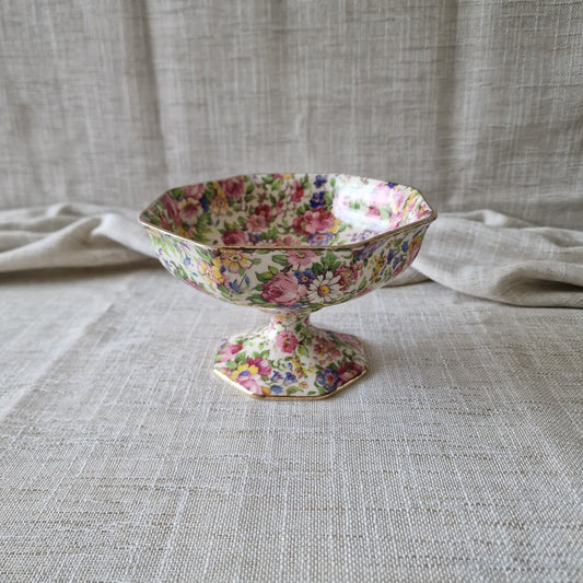 Vintage Royal Winton Chintz Decorative Pedestal Dish