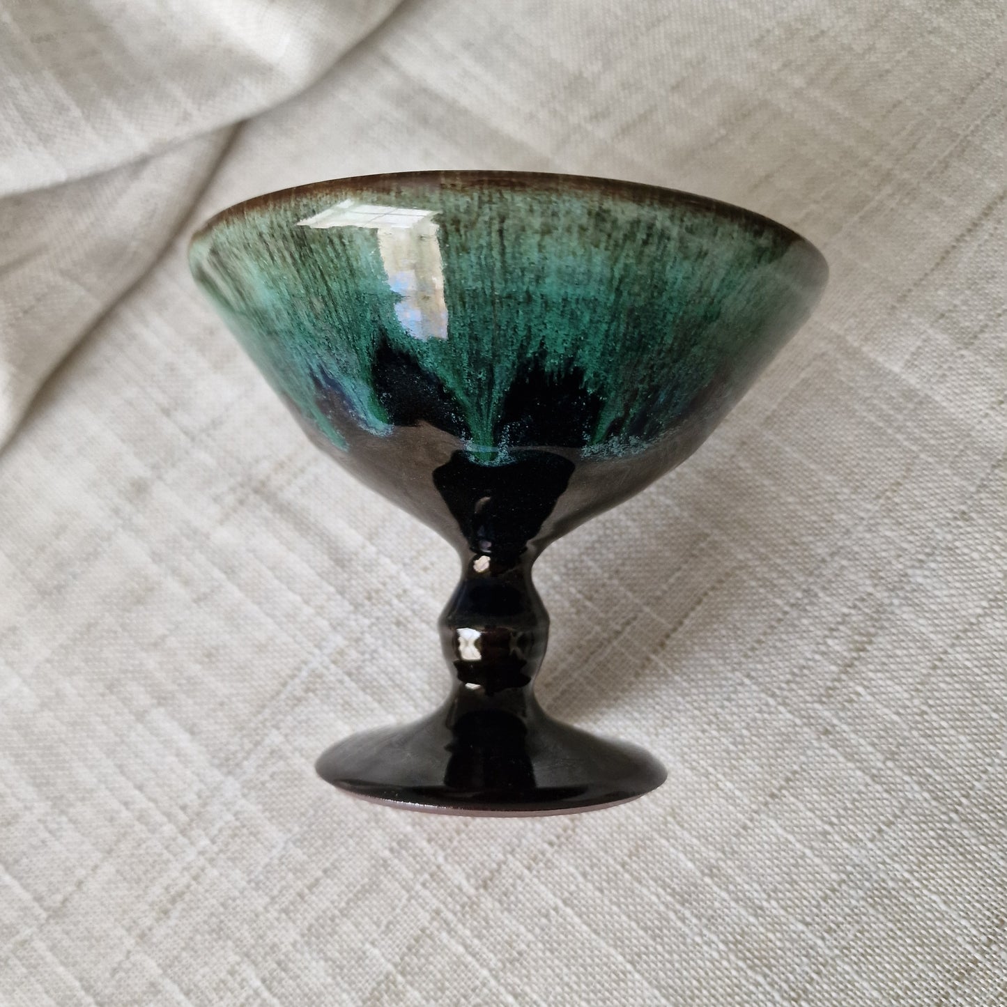 Woburn Pottery Green Glazed Pedestal Dish