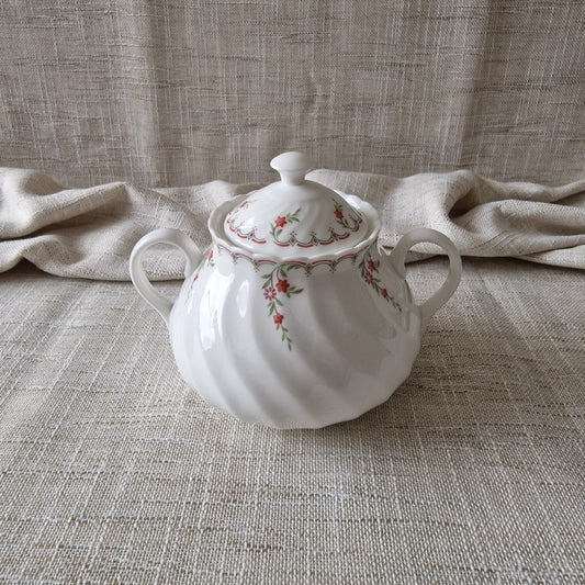 Vintage Wedgwood Pink Garland Sugar Pot
